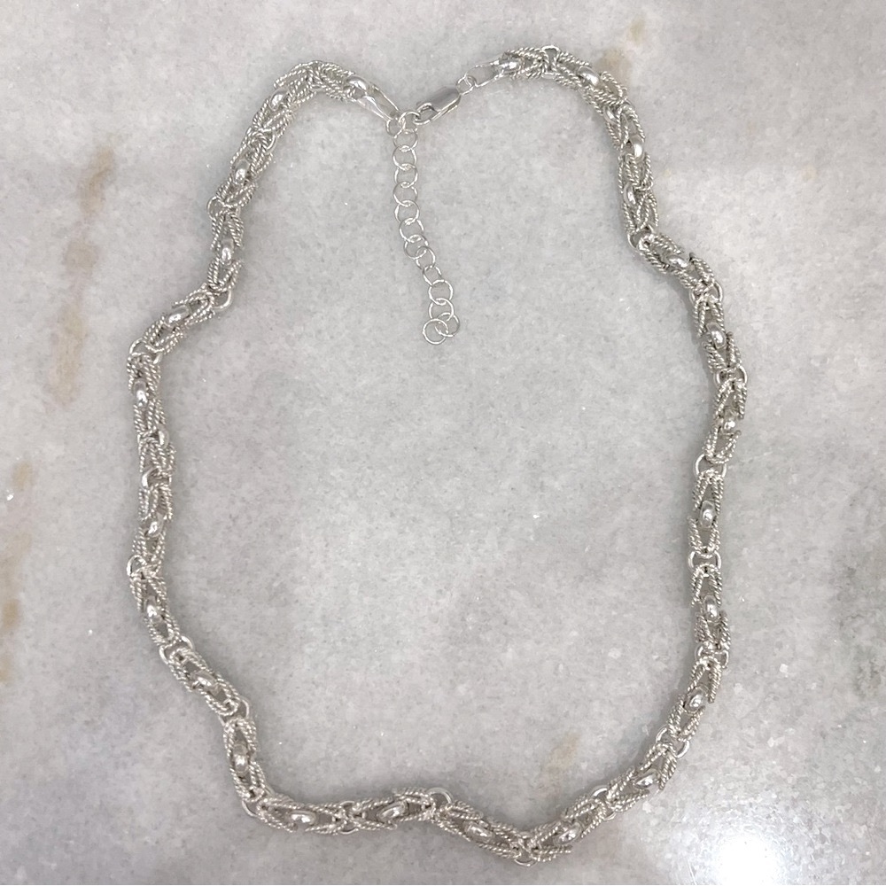 Sterling Silver Byzantine Rope Chain Necklace - Picture 5 of 10